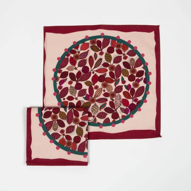 Serviette de table en coton motif Madras rose