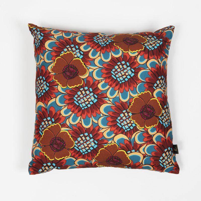 Housse de coussin en coton motif Sunday bleu orange