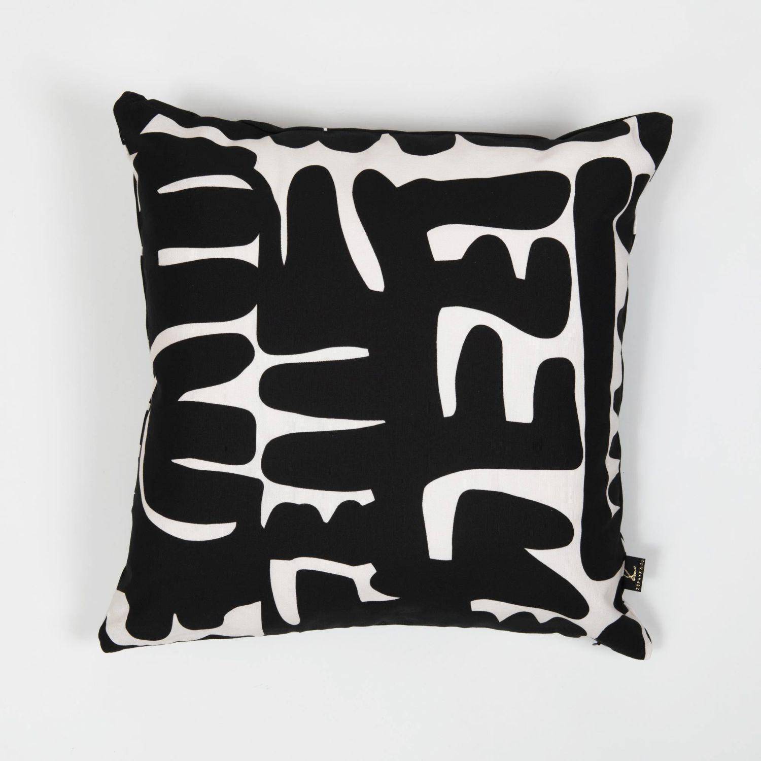 Housse de coussin en coton motif Yucatan noir