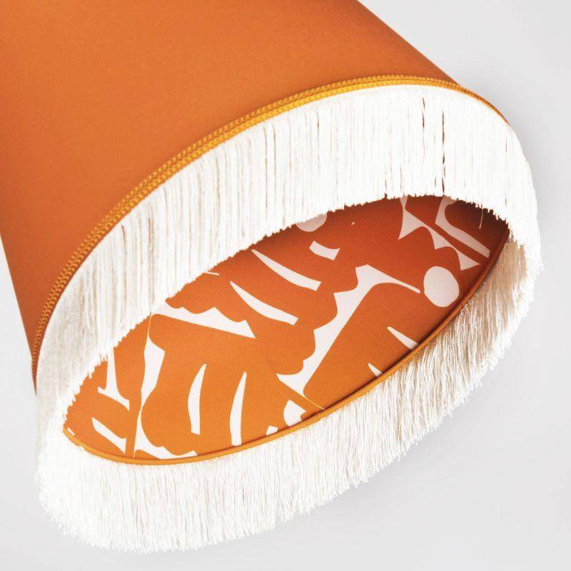 Suspension en Percale de coton motif extérieur Uni et intérieur Yucatan orange avec franges 