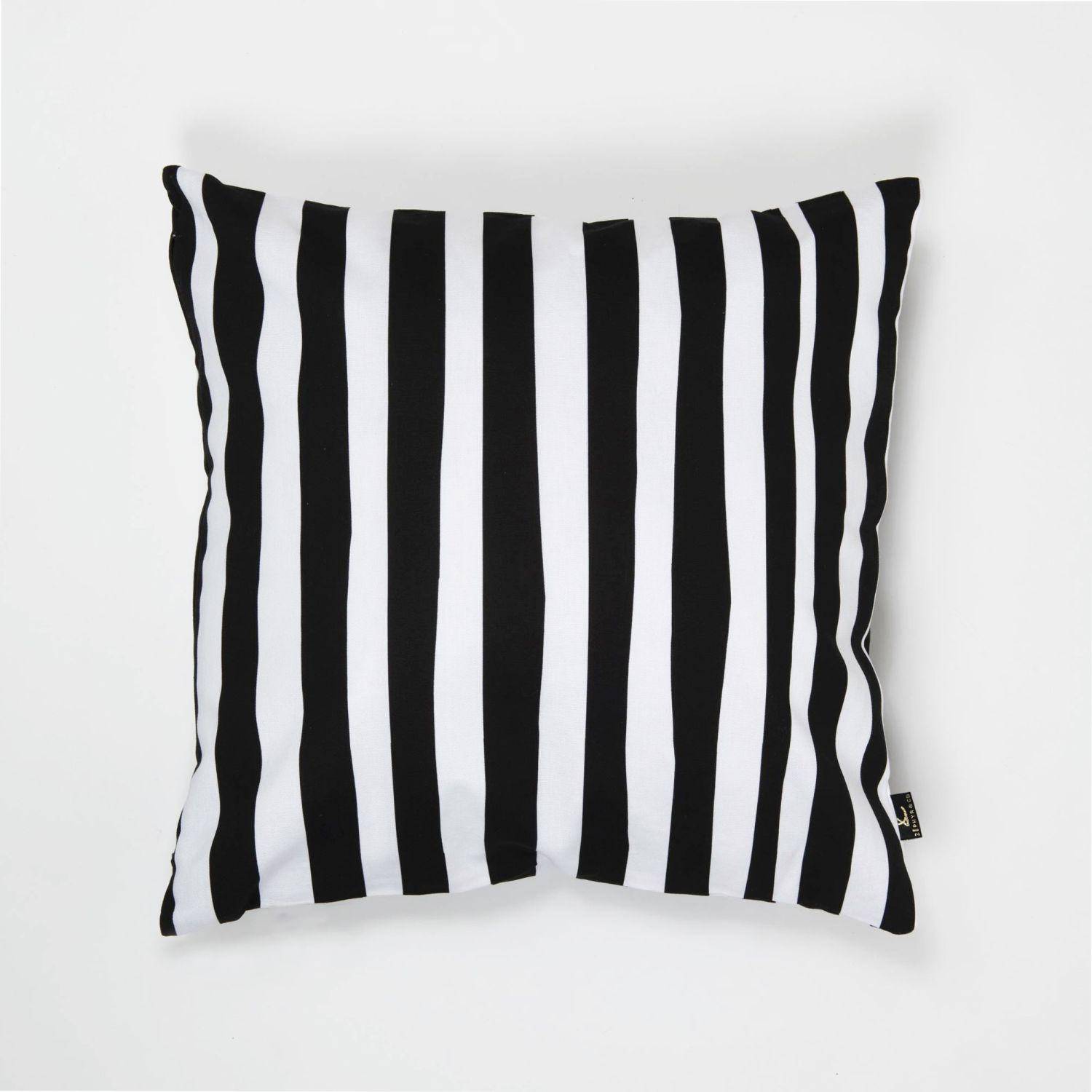 Housse de coussin en coton motif Rayure desctructurées noir