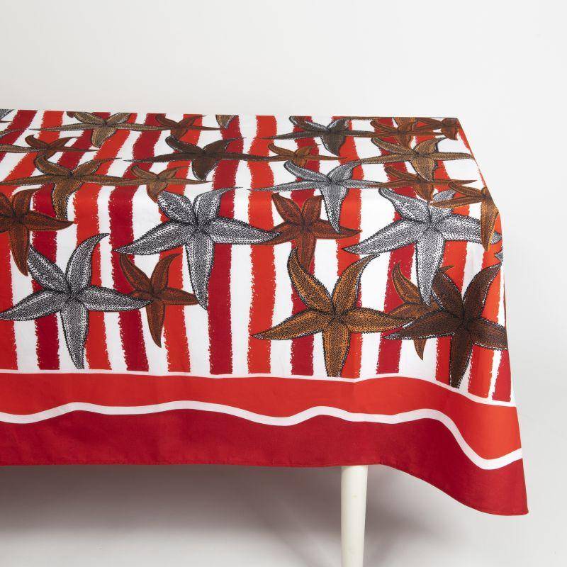 Nappe en coton motif Etoile de mer rouge